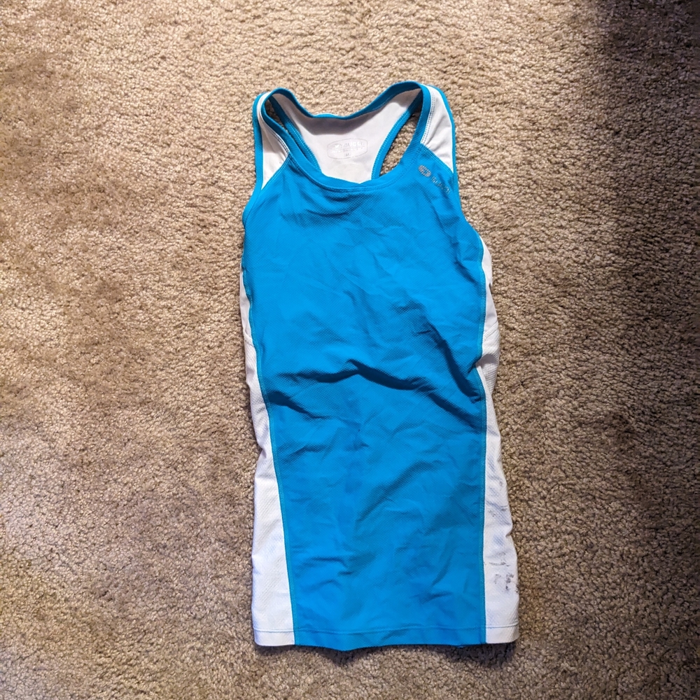 Women's Blue and White Tri Top